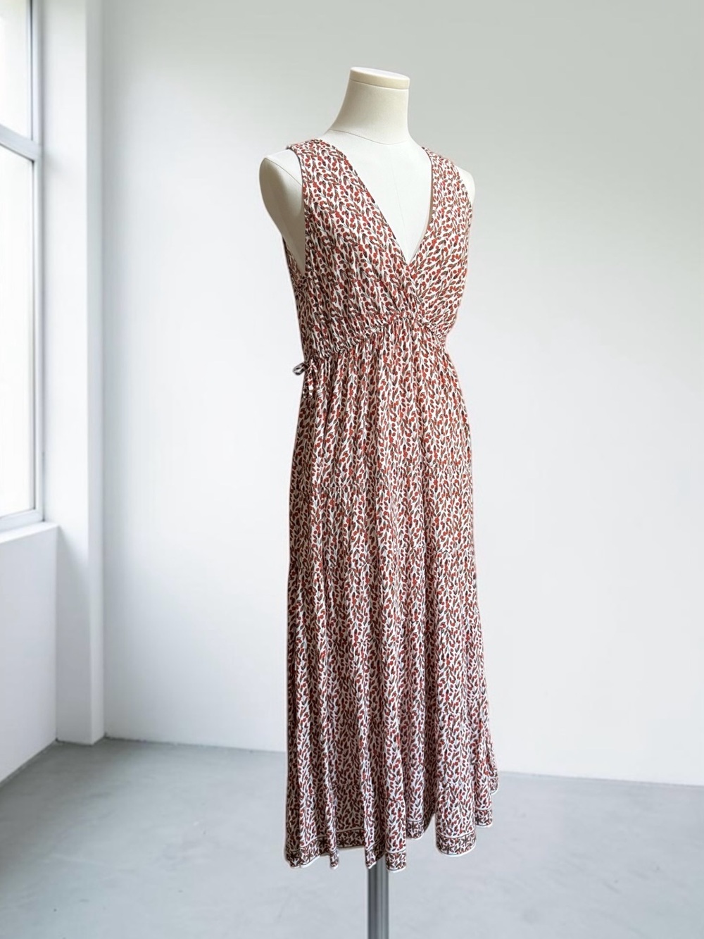 Max Studio Boho Sleeveless V-Neck Midi Dress in Rust Leopard Print! Small! - Picture 5 of 8